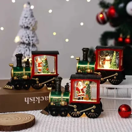 Santa Claus Snowman Christmas Gift Crystal Sequins Christmas Eve Music Box Train Crystal Ball Ornaments Desktop DecorationXJ241206